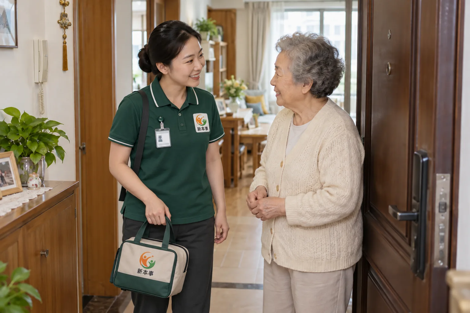 社区服务人员到访老人家中